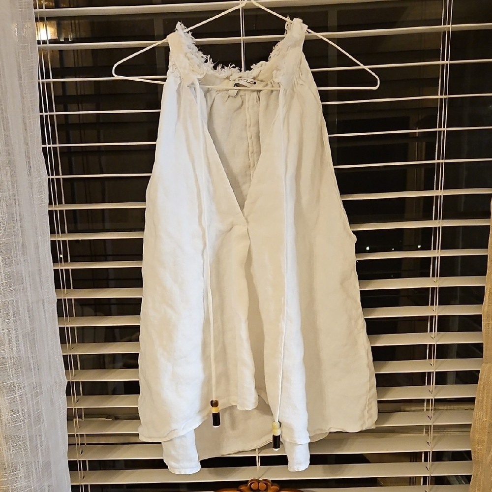 Zara 100% White Linen Top